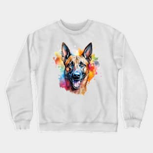 Colorful Belgian Malinois Watercolor Art Crewneck Sweatshirt